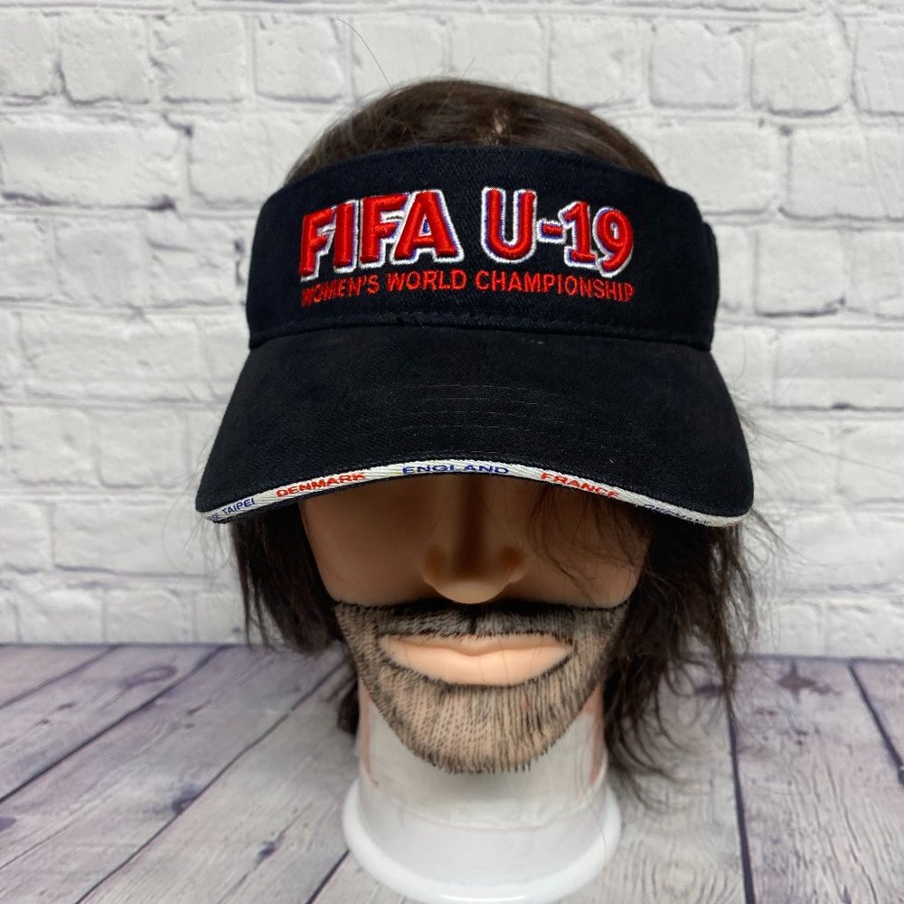 FIFA U-19 Hat Cap Visor Women Strap Back Black Women's World Championship 2002